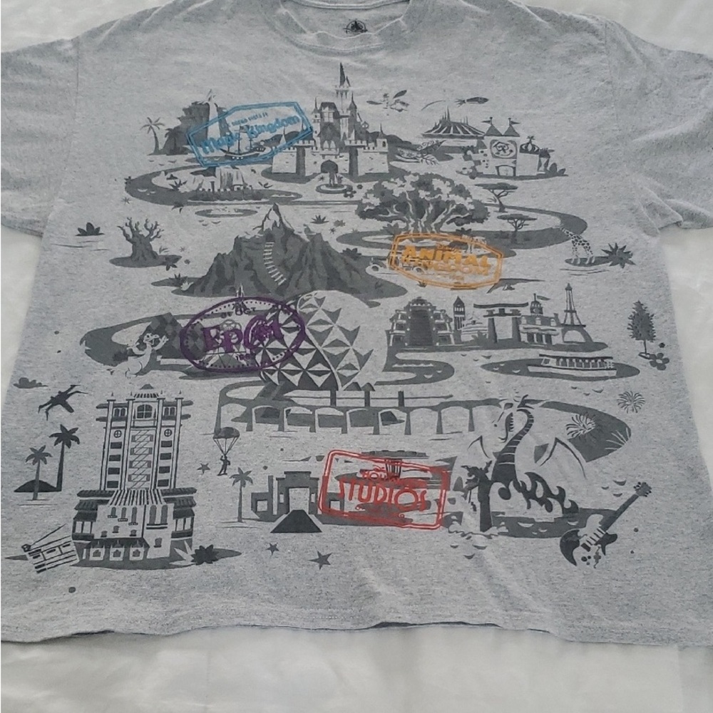 Disney Gray Short Sleeve Tee with Colorful Accents
